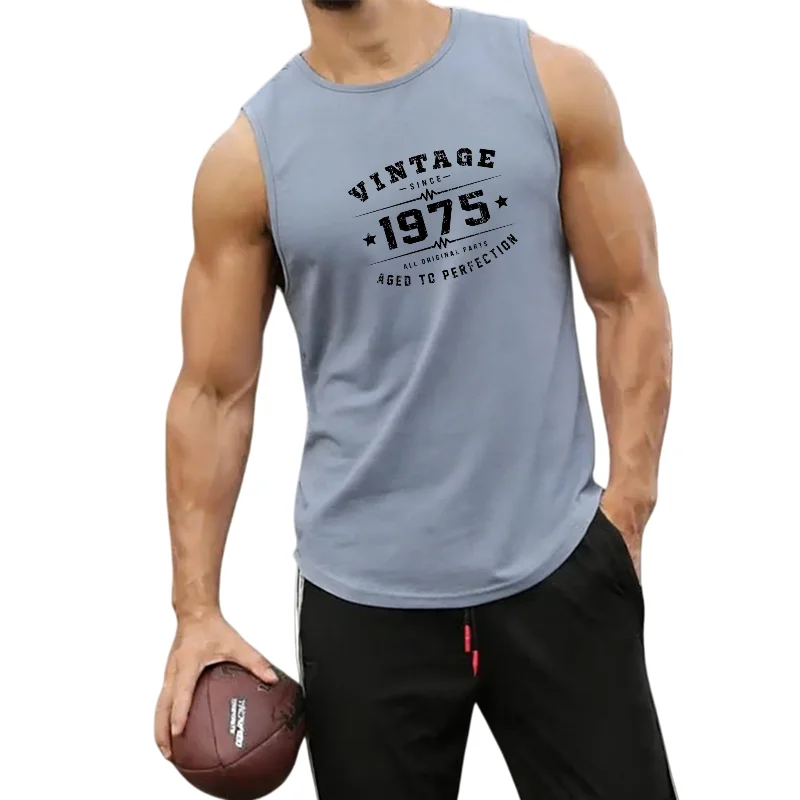 Europäische Herren-Sommerweste mit Aufdruck, Rundhalsausschnitt, atmungsaktives Mesh-Workout-Top für Laufen, Fitness, Sport, ärmellose Kleidung – Detail 4