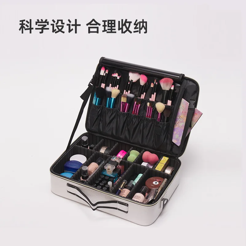 Large-capacity Cosmetic Bag PU Crocodile Tattoo Embroidery Manicure with Makeup Handheld Toolbox Makeup Case Bag