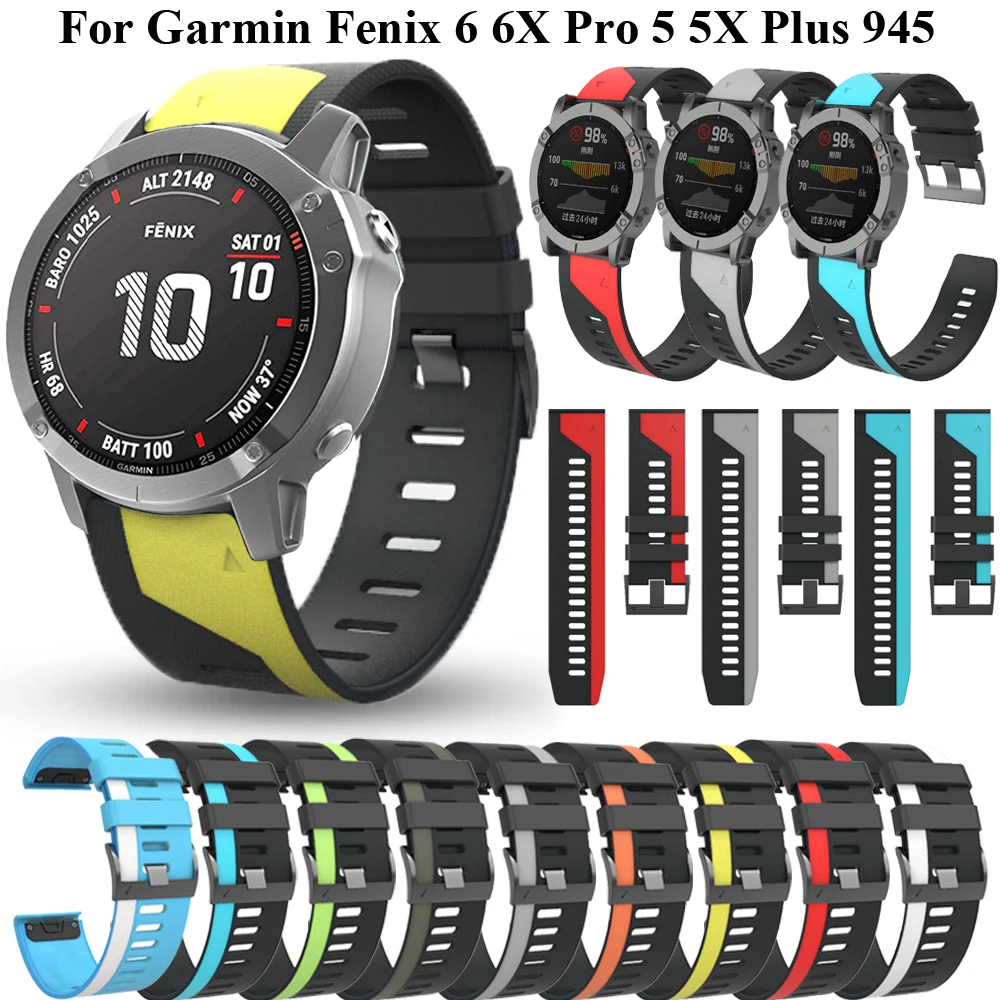 Watch Band Straps For Garmin Fenix 6x 6 Pro 5 5X Plus 3 3HR Sport Silicone Wristband Replacement Forerunner 945 935 Watch Correa