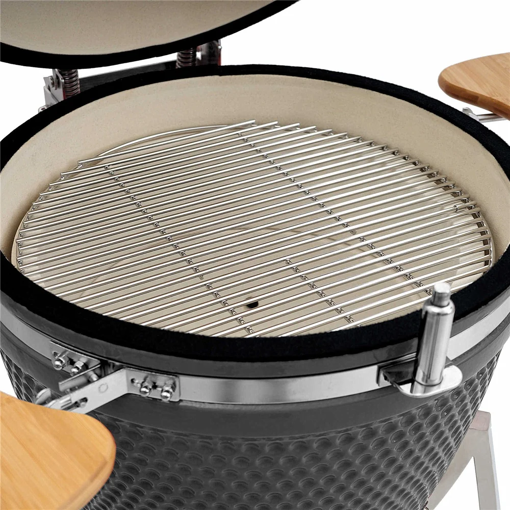 SEB BBQ Kamado 21 Inch Matt Grey Portable Smoker Burning Stove Ceramic Grill