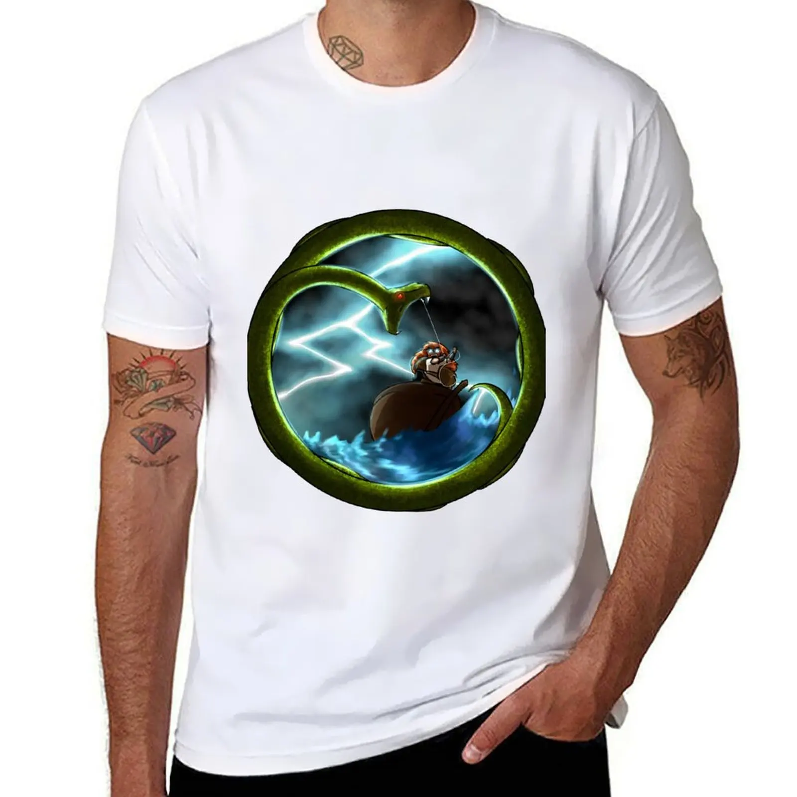 

Thor vs Jormungandr T-Shirt t shirt man plain man t shirt heavy cotton T-Shirt