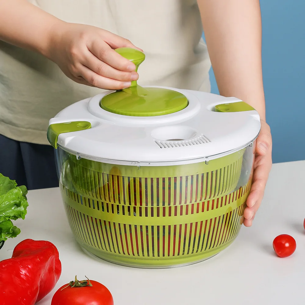 Kitchen Fruit And Vegetable Dehydrator 5 Liter Manual Turntable Safety Cover Lock Rotating Handle With Built In Drainage System