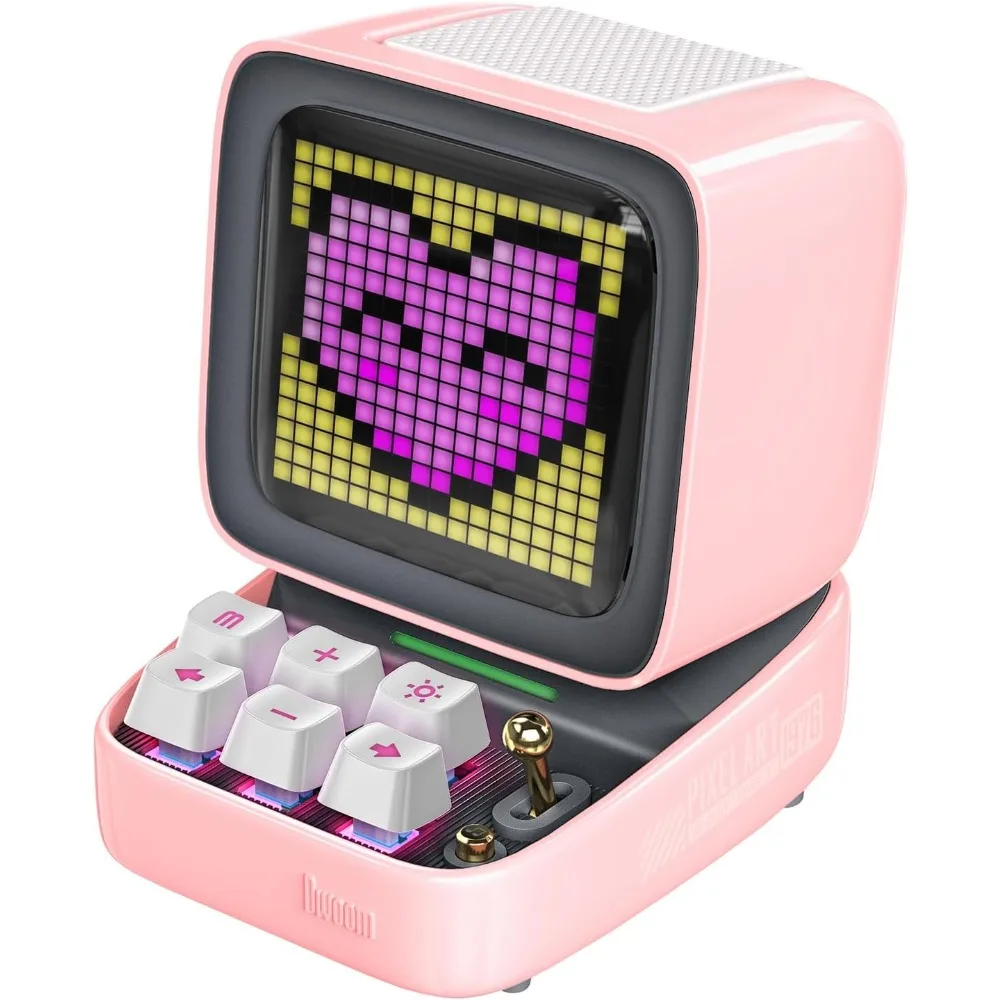 

Retro Pixel Art Game Bluetooth Speaker with 16x16 LED App Controlled Display Pink