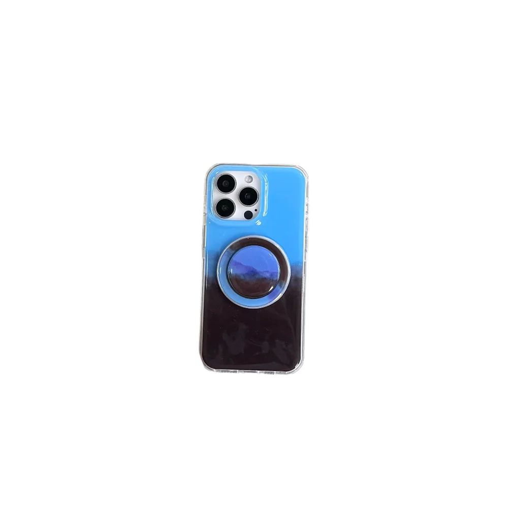 Creative Blue Brown Bracket Protective Cover for Apple iPhone 16 ProMax iPhone 15/14/13 Soft Case Anti Drop