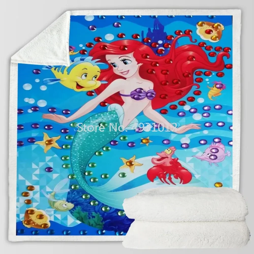 Cartoon Mermaid Princess Jasmine Baby Blanket Plush Blankets Throw for Sofa Bed Cover Twin Bedding Kids Boys Girls Children Gift