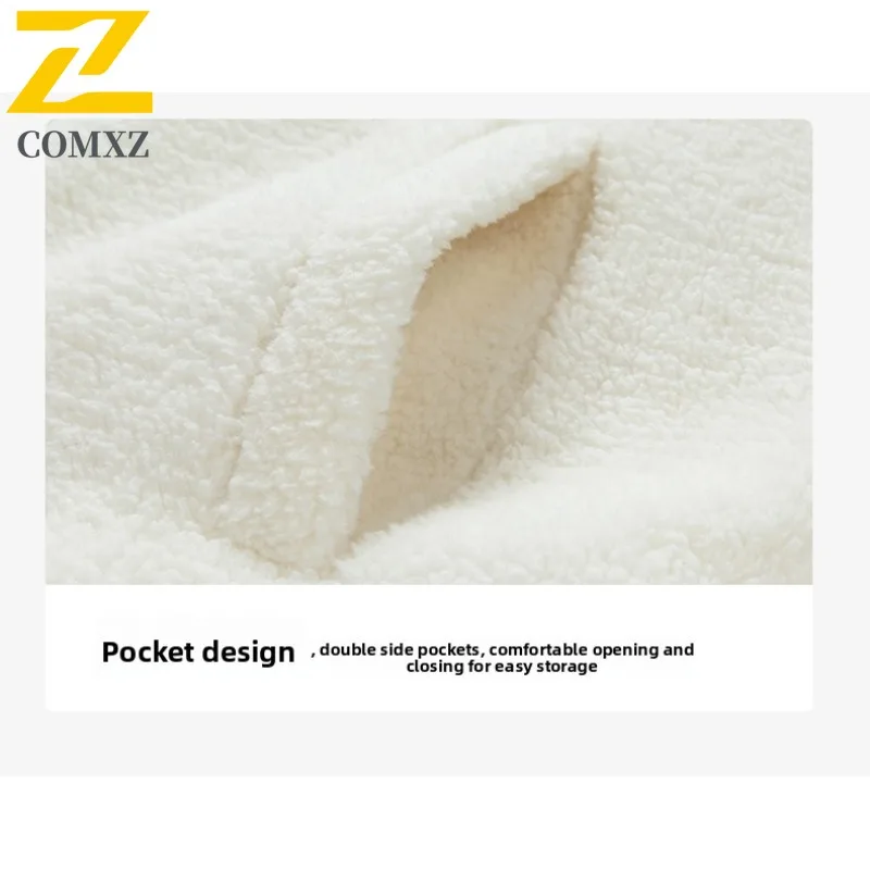 COMXZ Giacca in pile da uomo 2025 Giacca giapponese con cappuccio tinta unita calda da sci per il tempo libero Giacca da pane Passeggiata quotidiana Cappotto imbottito ampio taglie forti