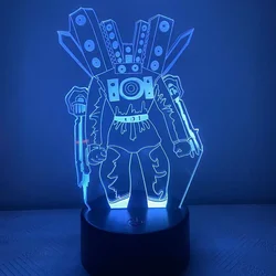 Titans TV 3D Night Light para Crianças, CameraMan, CameraMan, Relógio, Broca, Presente de Aniversário, Homem Adolescente, Skibidi