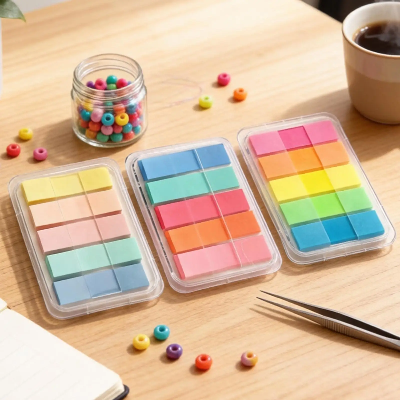 Translucent Note Color Fluorescent Sticker Color Extraction Boxed Sticky Note Sticker Quick-Index Adhesive Tabs Waterproof