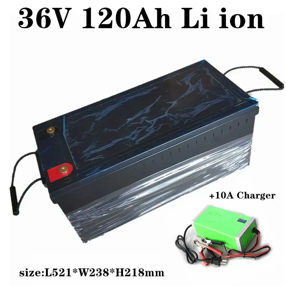 waterproof 36v 120ah lithium ion battery 100A BMS li ion for 3500W 1500w inverter scooter golf cart ATV RV +10A charger