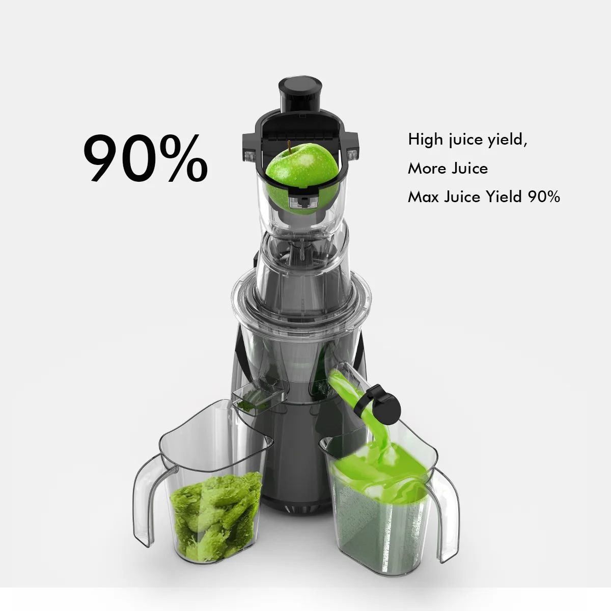 SiFENE Cold Press Juicer Machine, Large 3.3in Feed Chute, High Juice Yield, Quiet Operation, Easy to Clean, Gray