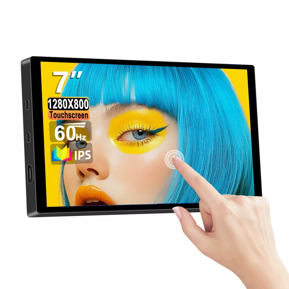 Touch Screen 7 Inch Small Portable Monitor Mini Monitor HD 1280*800P IPS Screen, Small Screen for Laptop PS4/5 Ras Pi