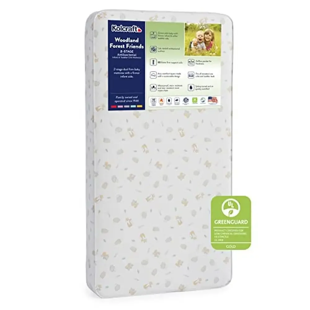 BabyPedic 2 단계 이중 견고함 침대, 유아 침대 매트리스, 방수 항균 엑스트라 펌, 미국산 코일, 52 인치 x 28 인치 x 5 인치