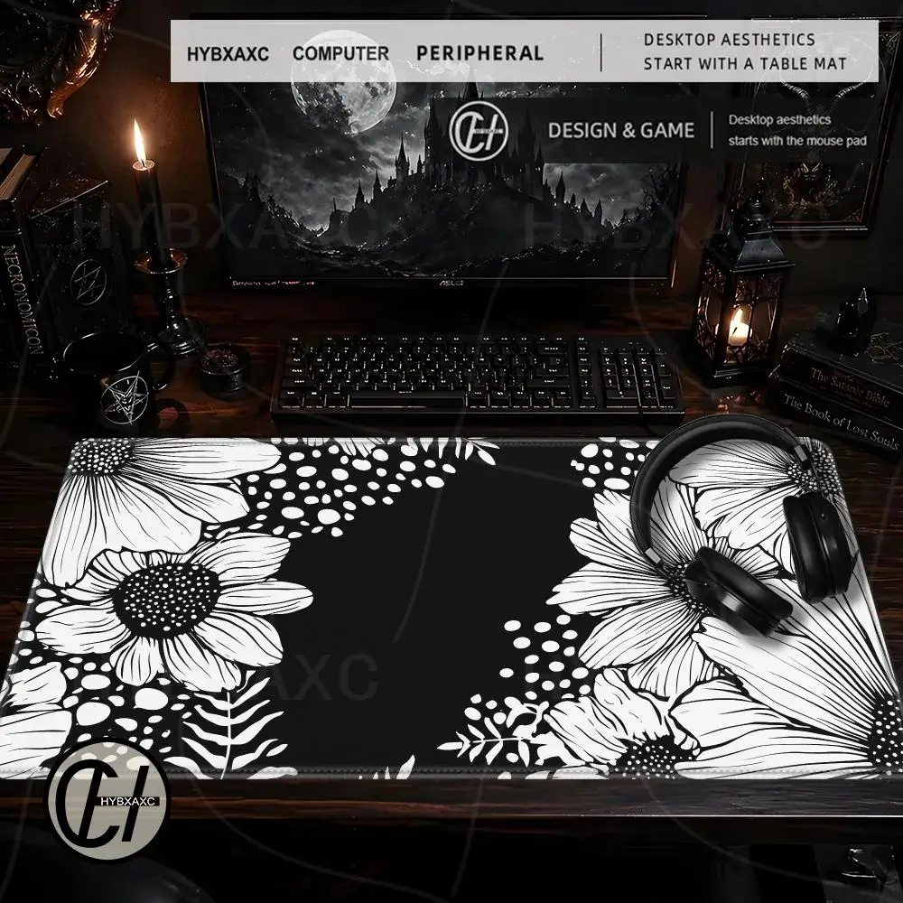 tapete-de-rato-gamer-floral-preto-e-branco-tapete-de-mesa-botanico-escuro-xxl-tapete-de-teclado-cottagecore-escuro-com-base-de-borracha-antiderrapante-e-borda-costurada