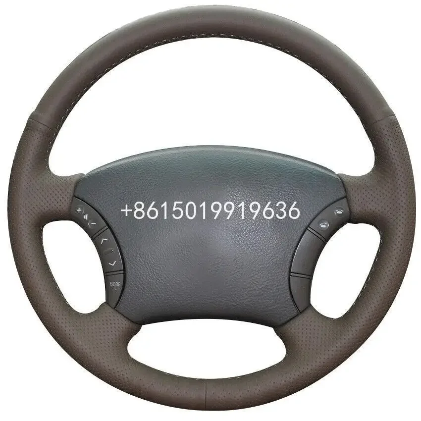 Custom Made DIY Dark Brown Leather Car Steering Wheel Cover for Toyota Land Cruiser Prado 120