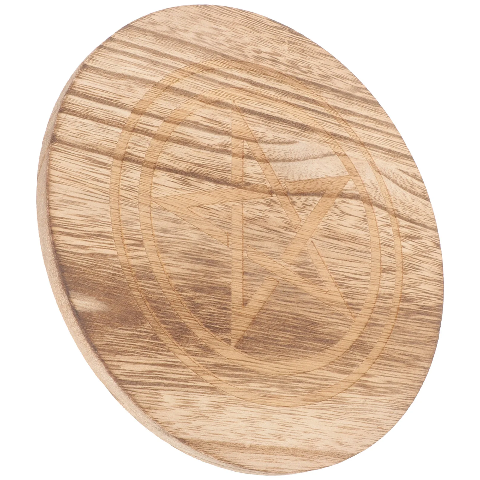 

Pentacle Wooden Altar Tray Round Smooth Decorative Offering Plate Worship Ornament Ritual Display Wooden Tray