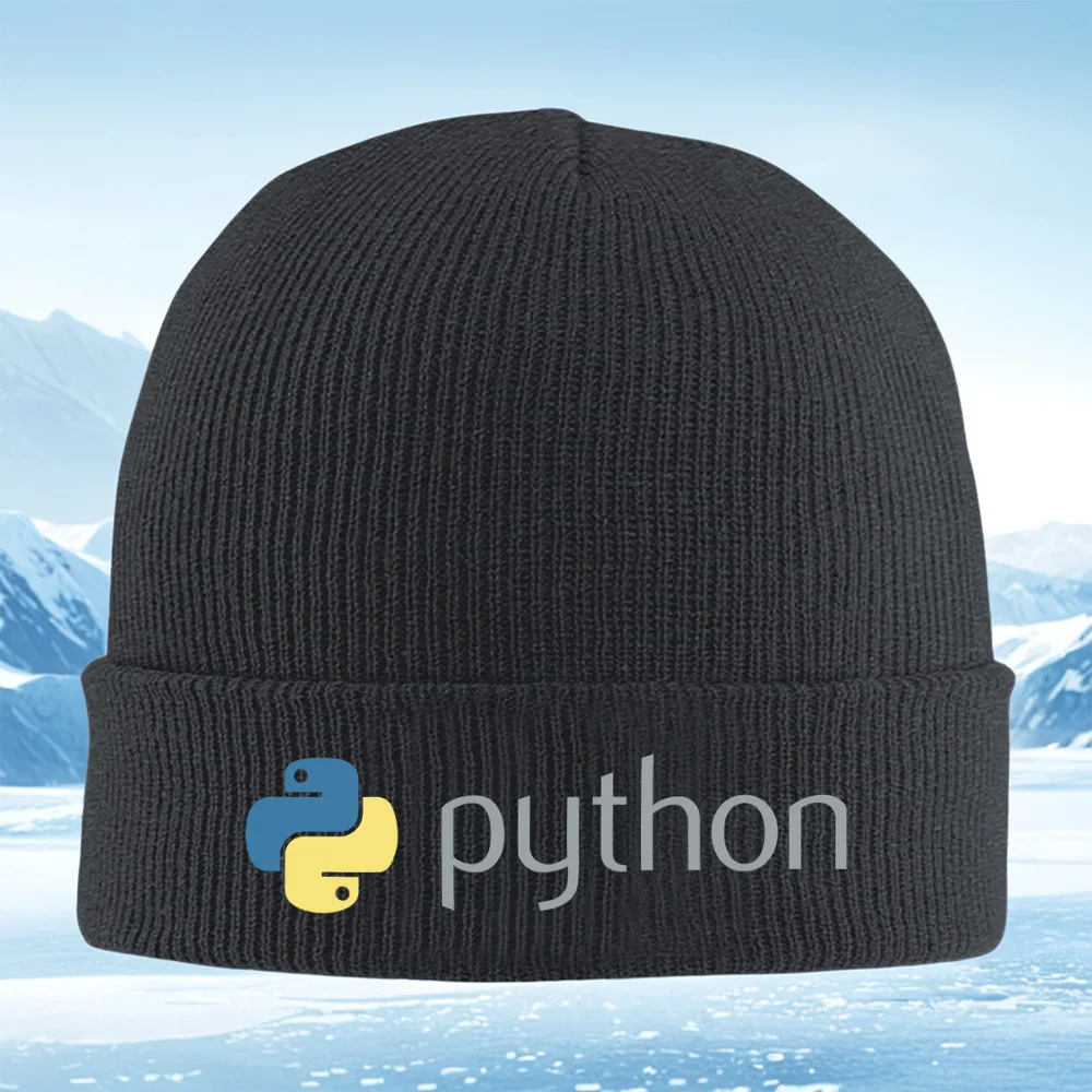 Schlangenlogo Python Programmiercode Männer Frauen Unisex Strickmütze Beanie Pullover Mütze Winter Thermal Warm Weihnachten Outdoor Cyclin