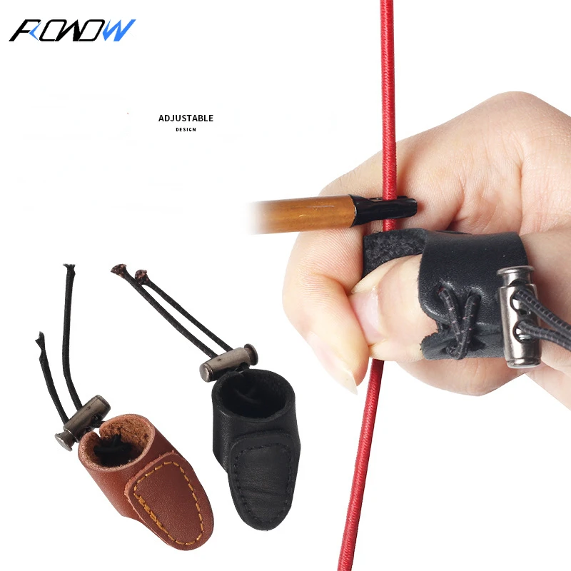 

Archery Finger Lever Double Layer Cowhide Mongolian Style Traditional Bow Guard Elastic Adjustable Bow and Arrow Protective Gear