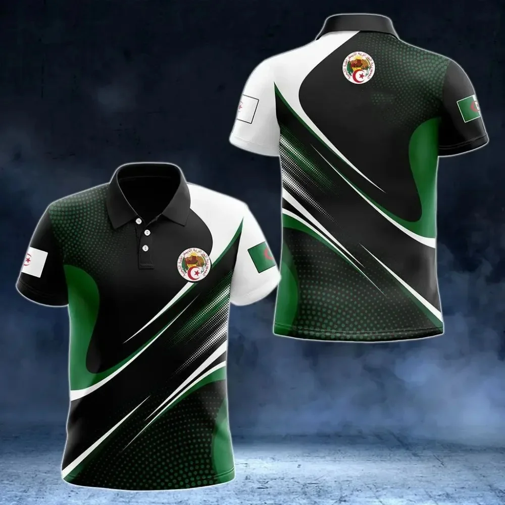 New Algerian National Flag Graphic Polo Shirt Algerian National Emblem Men's Tops  National Day Gifts High Quality Clothing