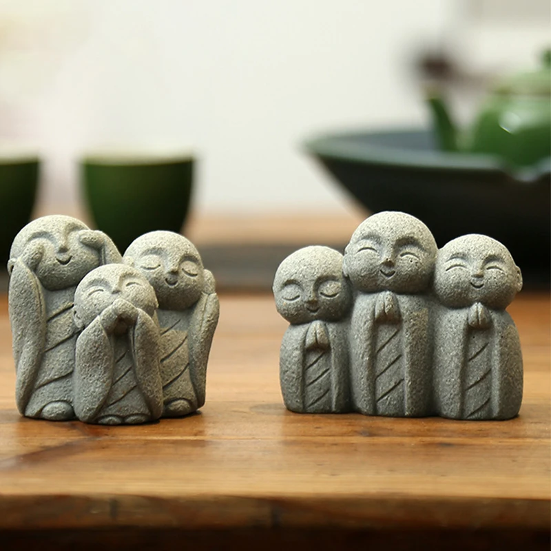 Buddha Statues Cute Little Jizo Buddha Sculpture Zen Figurines Garden Ornaments Jizo Buddhas Japanese Buddha Mini Statue