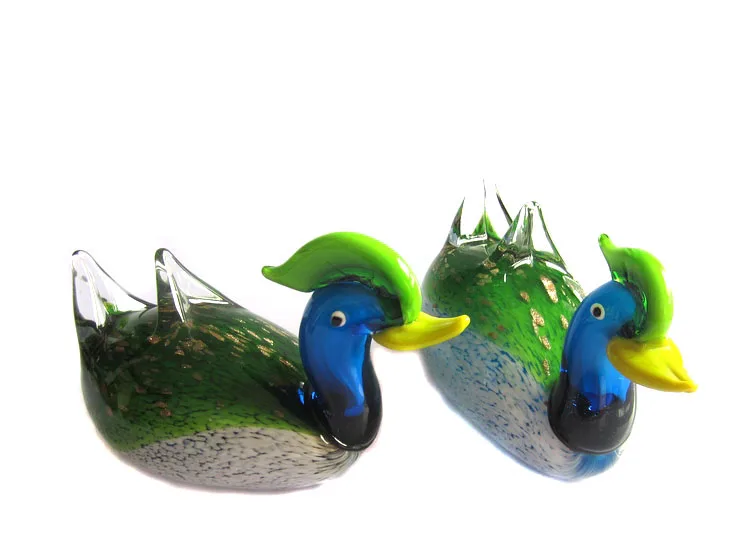 Green Large Colored Glass for Pure Handmade Glass Decoration of Mandarin Ducks