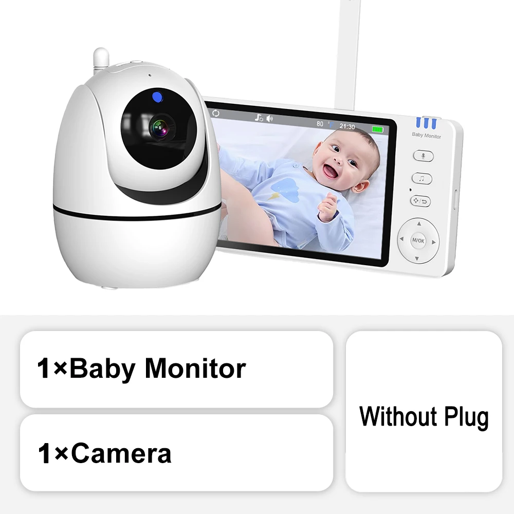 Good 5 Inch Video Baby Monitor With Camera PTZ Zoom Babyphone Cam Security Protection Surveillance Cameras Temperature Sensor