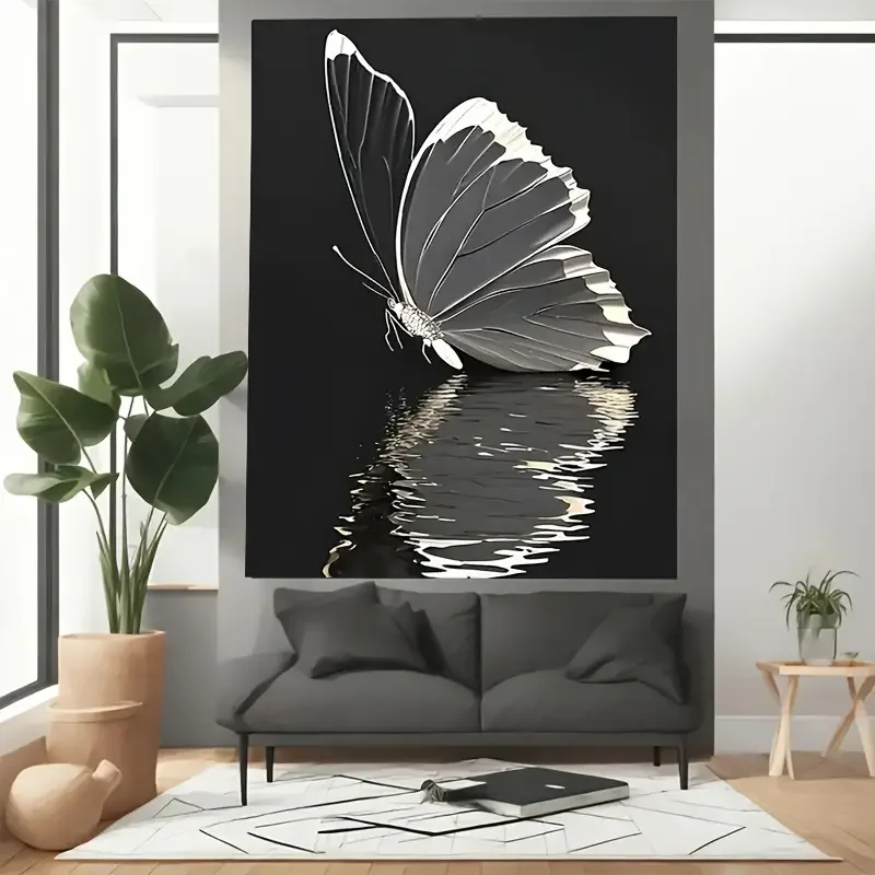 Unframed Elegant Black and White Butterfly Wall Art - Modern Decor for Bedroom, Living Room, Office or Farmhouse - Perfect Gift