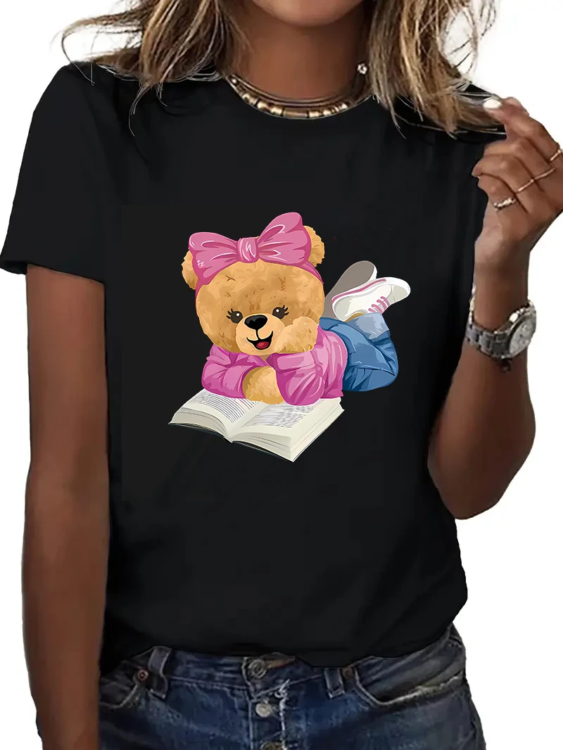 

Kawaii Bear Read Book футболка с короткими рукавами и принтом футболка с короткими рукавами одежда женская футболка одежда футболка