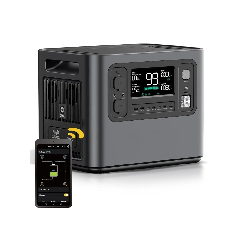 

2048Wh Portable Power Station 2400W (Peak 4800W),P210 LiFePO4 Battery Generator,AC Fast Charging, 12V/25A XT60 DC, Customized