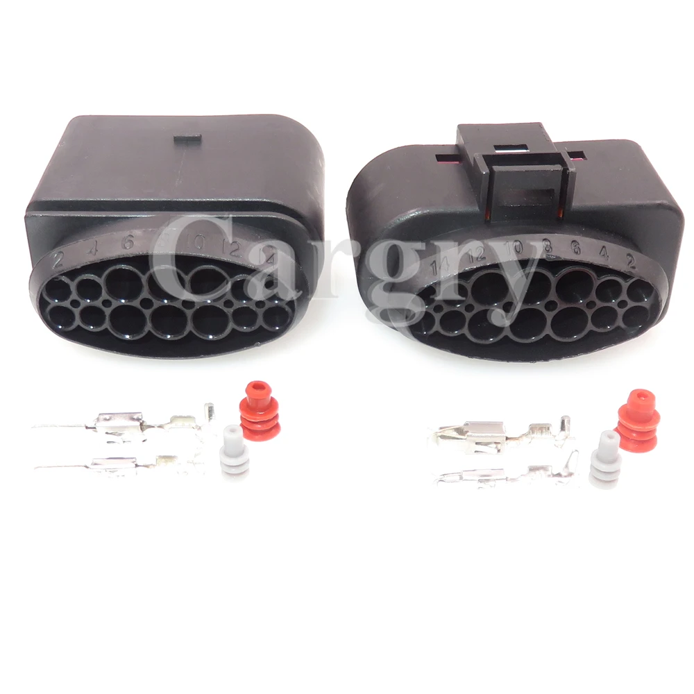 1 Set 14P 1J0973837 AC Assembly Auto Male Female Docking Waterproof Socket For Audi VW Car LED Headlights Hybrid Plug 1J0973737