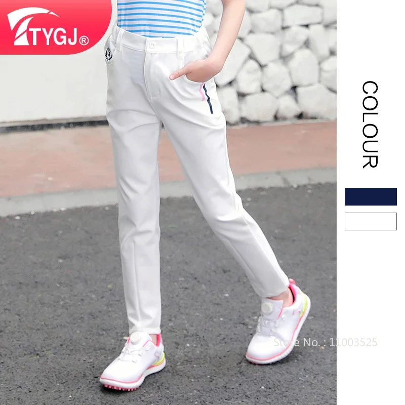 TTYGJ Children Golf Pants Girls Elastic Band Long Pants Boys High-Waist Soft Trousers Kids Skin-Friendly Casual Trousers