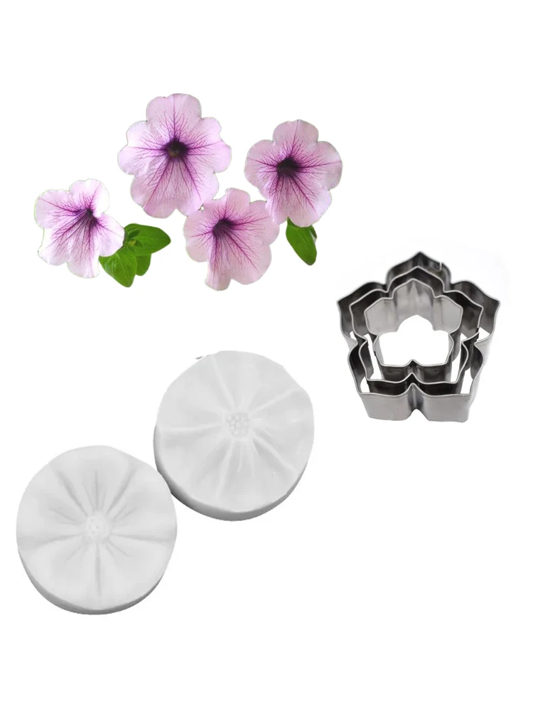 5PCS Petunia Petal Veiners &Cutters Silicone Moulds Chocolate Fondant Sugar Paper Clay Cake Decorating Tools форма для печенья