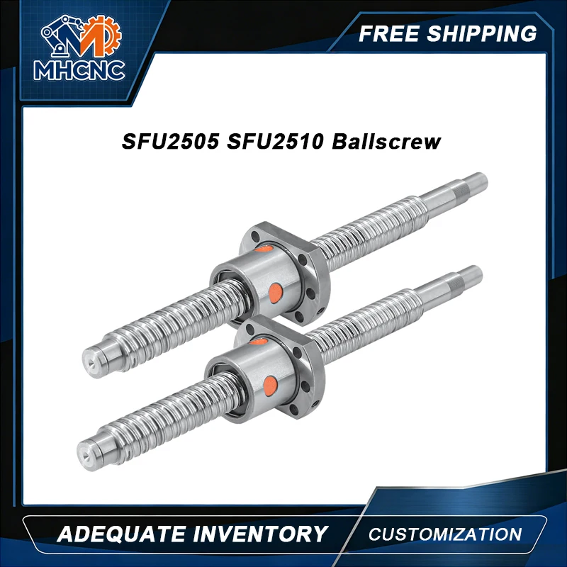 mhcnc-sfu2505-sfu2510-25mm-c7-rolled-ball-screw-single-nut-500-1500mm-end-machined-for-cnc-3d-printer-automation