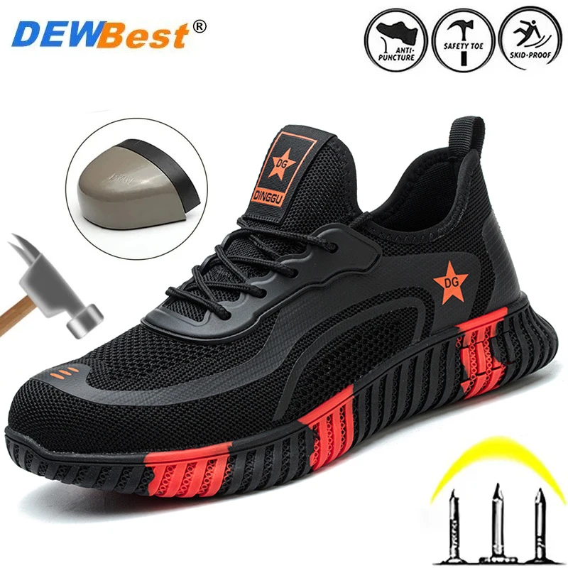 New breathable steel head kevlar midsole anti-smash anti-puncture rubber sole wear-resistant comfortable safety shoes