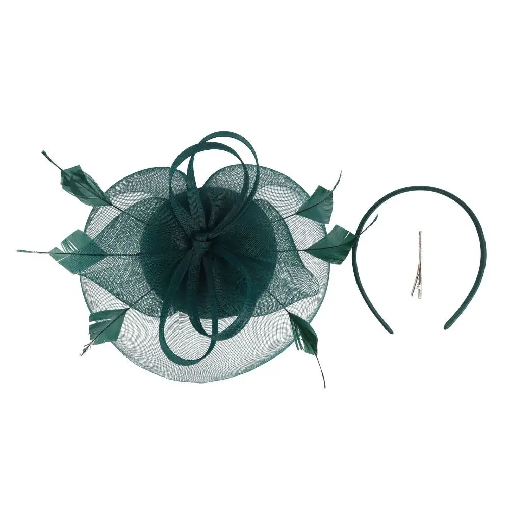 Chapeau fascinateur en maille avec plumes, élégant et exquis, voile, couvre-chef, cerceau pour cheveux doux, bandeau de mariée, spectacle de danse