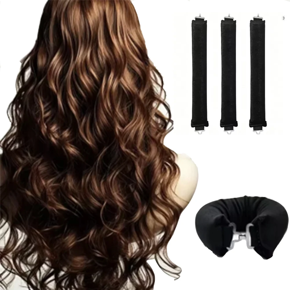 Heatless Hair Curling Headband Soft Flexi Rollers with Hook Lazy Curls Sleeping Hair Styling Tool for Natural Look No Heat 3PCS