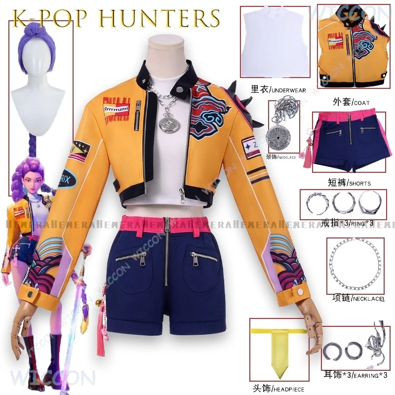 KPOP DemH Unters Rumi Huntrix Zoe Mira disfraz de Cosplay elegante vestido de bruja Anime chica grupo traje de escenario conjunto completo Halloween Cos