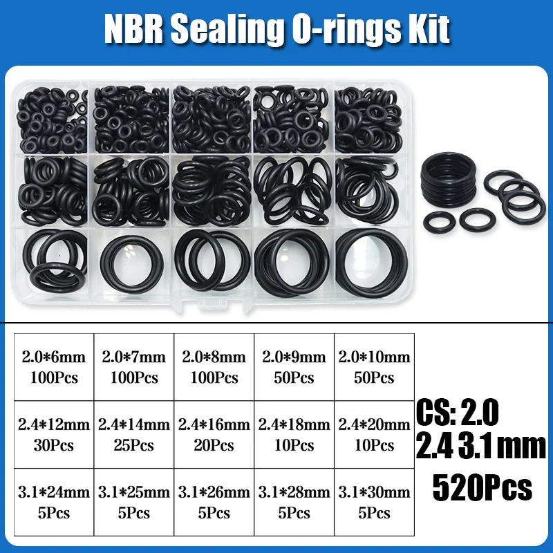 O-Ring NBR Dichtungsscheibe Sanitär Dichtung Dicke 1/1,5/2,0/2,4/3,1/4,0 Nitril-Butadien-Gummi Abstandshalter Ölbeständigkeit Oring Kit – Detail 12