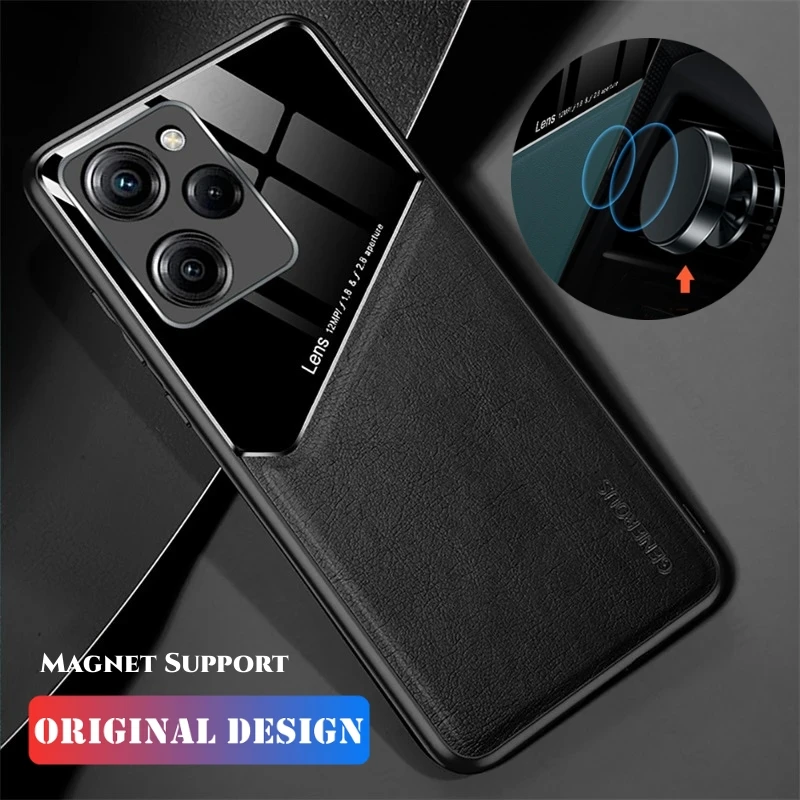 Shockproof Case For Xiaomi Redmi Note 13 Pro Plus 5G 13C 4G Luxury Leather Camera Protector Magnetic Silicone Back Cover Funda