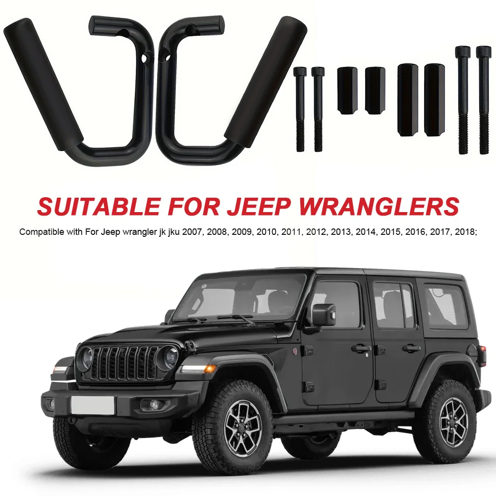 

Front Grab Bars Kit Aluminum Alloy Front Grab Handles Roll Bar Grip Kit Fit for Jeep Wrangler JK JKU 07-18