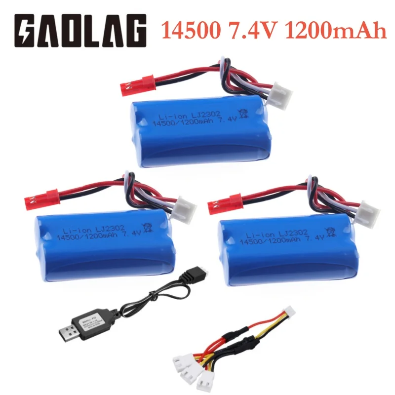 

7.4V 1200mAh 14500 Li-ion Battery For Syma F1 BR6802 HJ370 W608-7 YD712 YD921 Remote control RC Drone toys Battery parts 1-5pcs