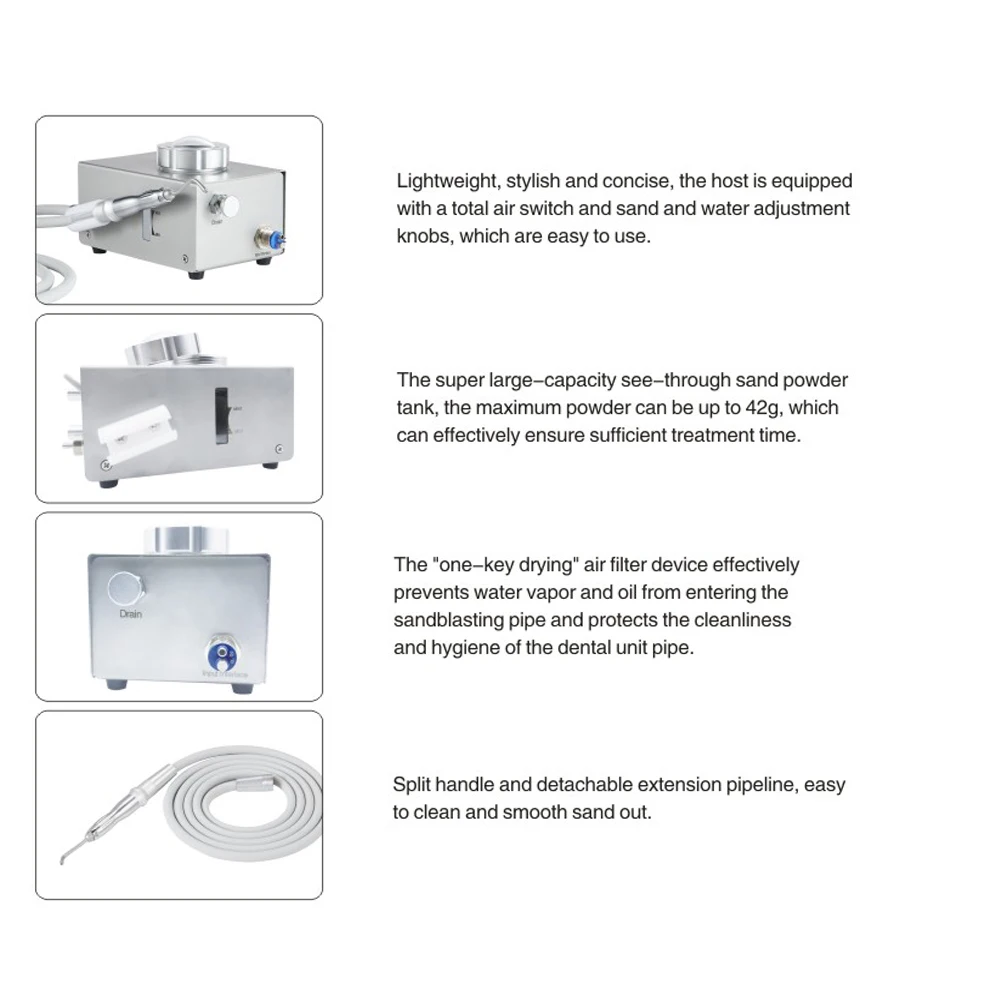 Dental Polisher Jet Air Flow Oral Hygiene Prophy Polishing Tool Sandblast Machine Aluminum Water Blaster 2/4 Hole Dentista