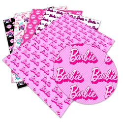 Różowa Barbie Girl Movie Cartoon Print Sztuczna skóra DIY Kolczyk do kokardki do włosów Torba Portfel Rzemiosło Sztuczna skóra