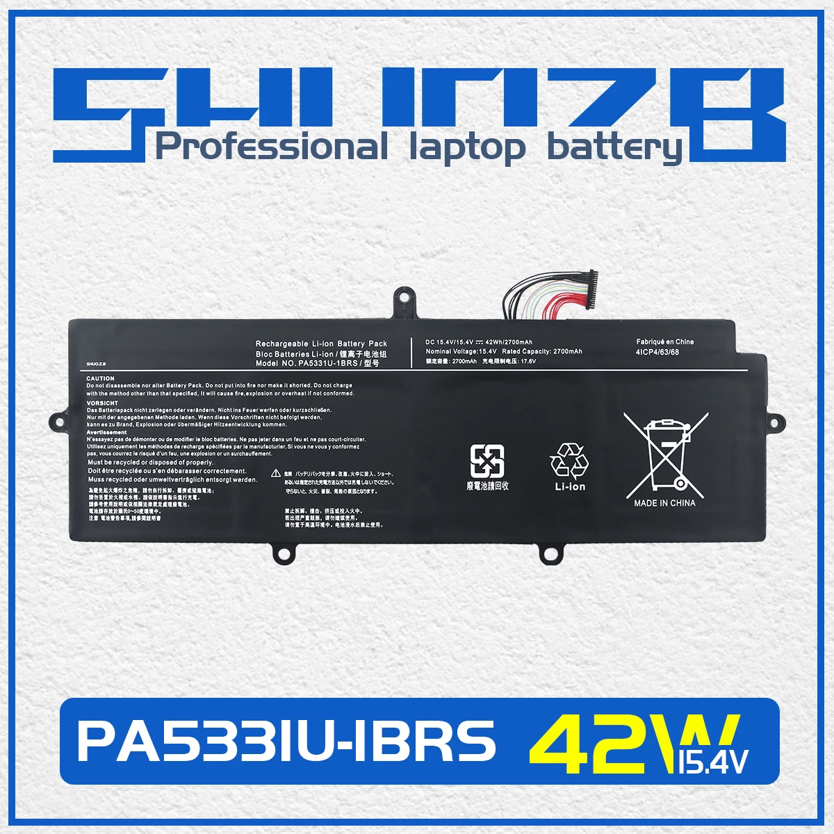 

SHUOZB PA5331U-1BRS Laptop Battery For Toshiba Dynabook Portege A30-E A30-E-174 X30L-G X30L-G1331 A30-G A40-E A40-E-1D6 15.4V