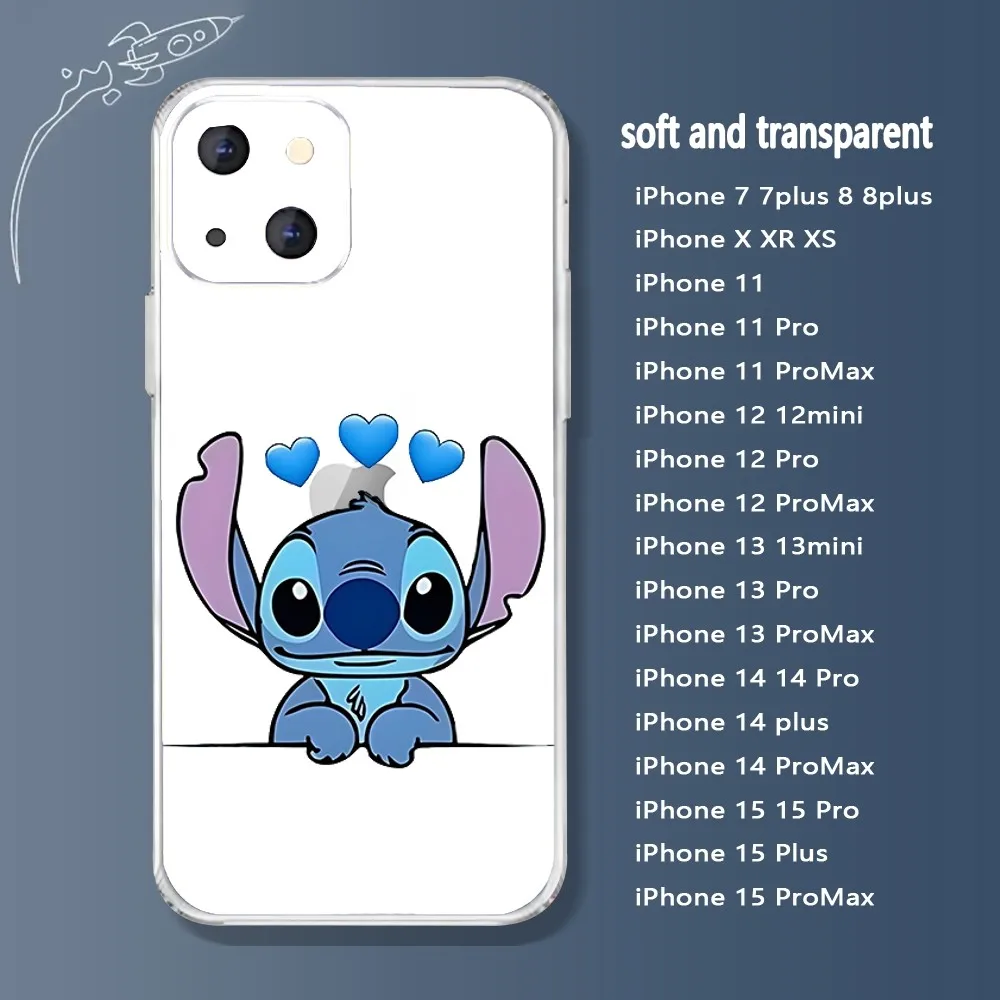 Disney Angry Stitch-s Phone Case For Iphone 15 11 13 14 Pro Max 7 8 Plus X Xr Xs Max Se2020 12mini Transparent Cover