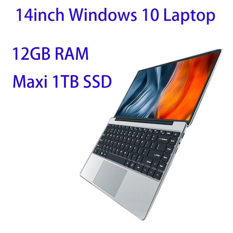 14インチのラップトップ,新しいスリムノートブック,12GB RAM,テラバイト/512GB/256GB SSD,Windows 10,クアッドコア,学校,ネットブック