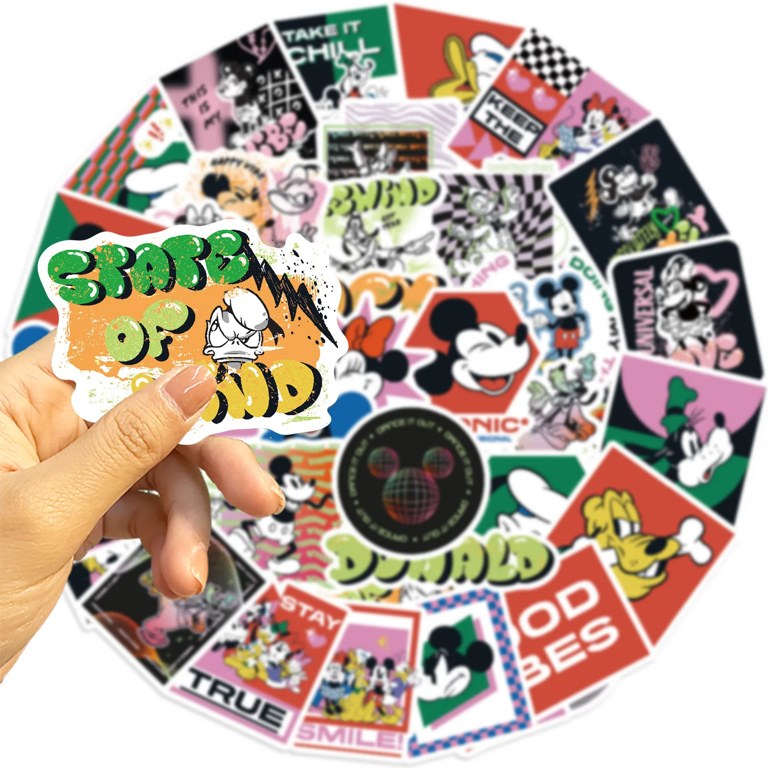 50 قطعة ديزني ميكي ماوس دونالد داك الكرتون ملصق DIY بها بنفسك الهاتف المحمول الأمتعة سكيت الكتابة على الجدران الشارات متعة للعب الأطفال #3
