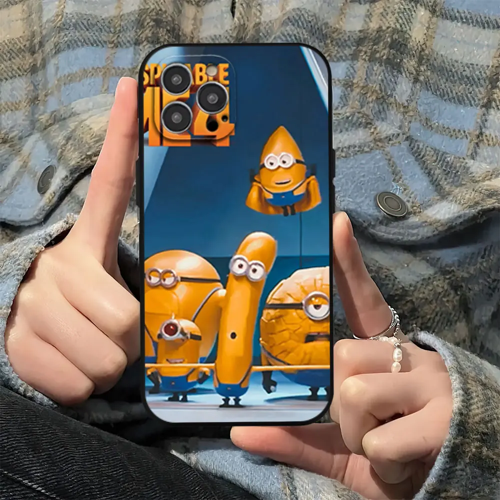 Capa de telefone para iPhone 11 12 13 14 15 16 Max Pro Plus Preto Soft Shell D-Despicable Movie M-Minions M-Me 4