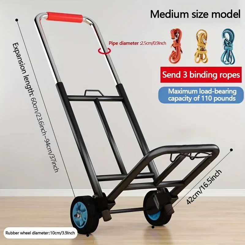 Versatile Medium-Sized Folding Trolley - Extendable, Portable for Shopping, Luggage & Cargo Handling