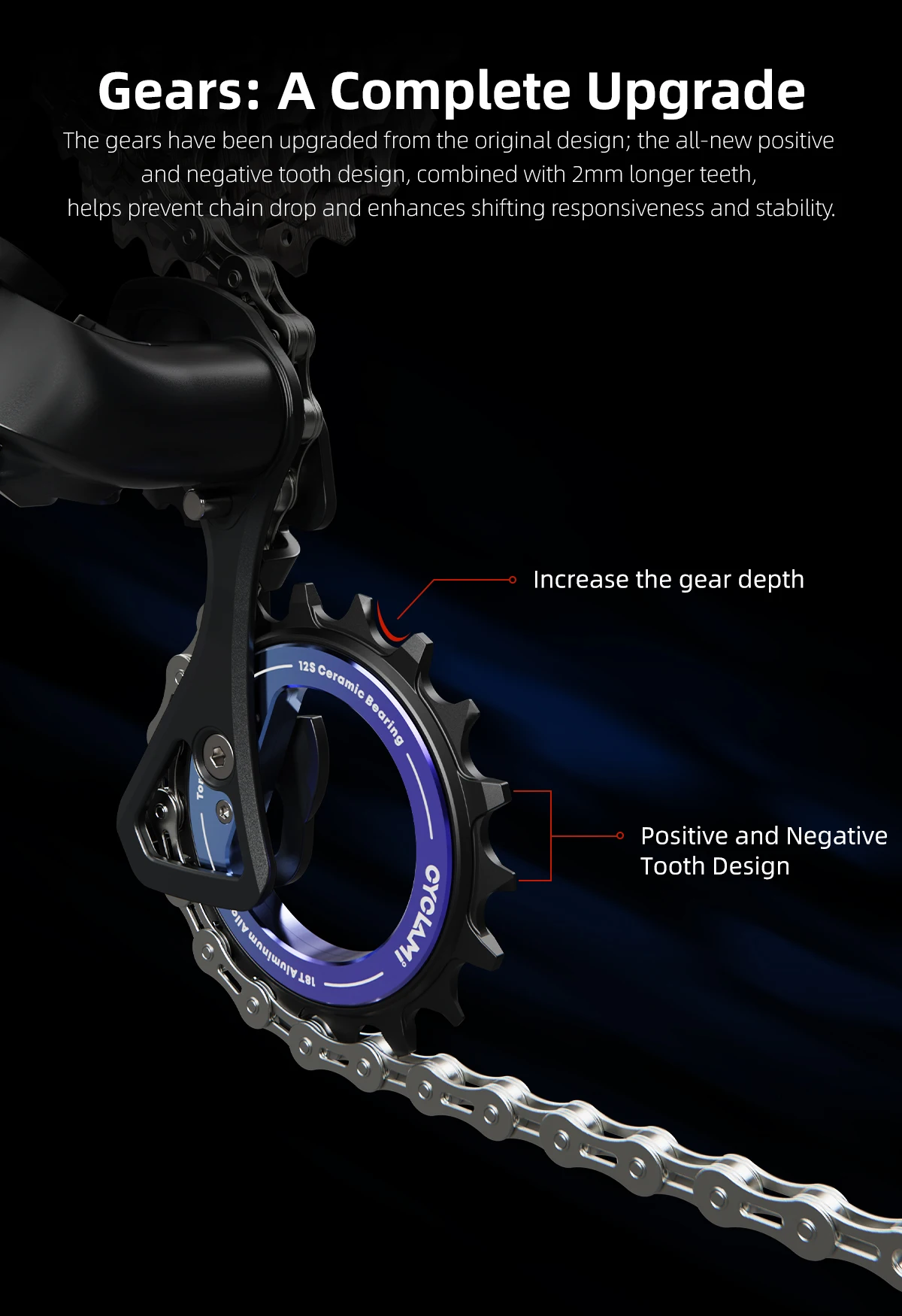 CYCLAMI 18T Keramiklager Fahrrad-Umlenkrolle für MTB Rennrad Hohl 10 11 12 Gang Fahrrad-Führungsteile – Detail 10