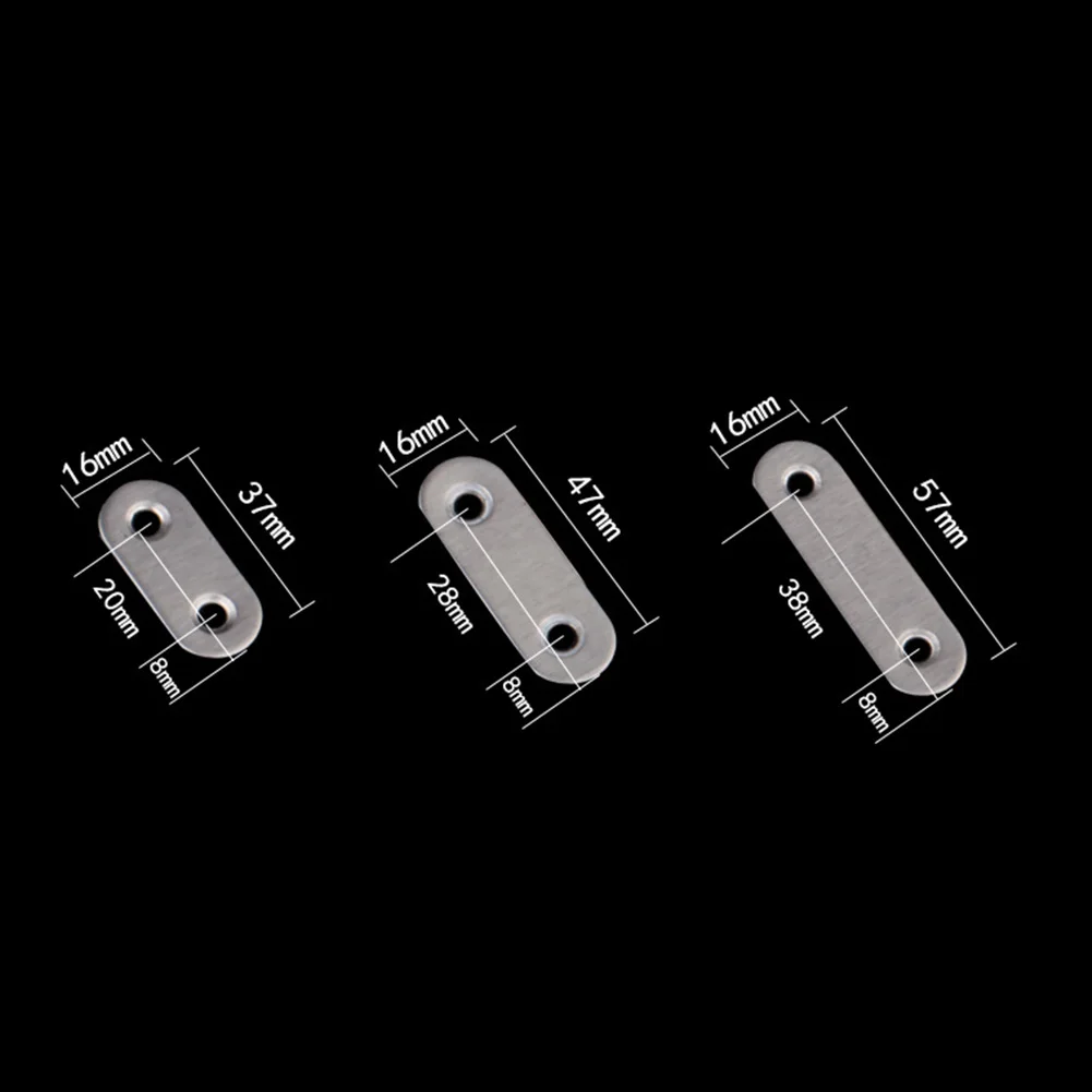 10pcs Stainless Steel Flat Straight Brace Brackets Easy to Install Convenient Use for Wood Furniture Connecting